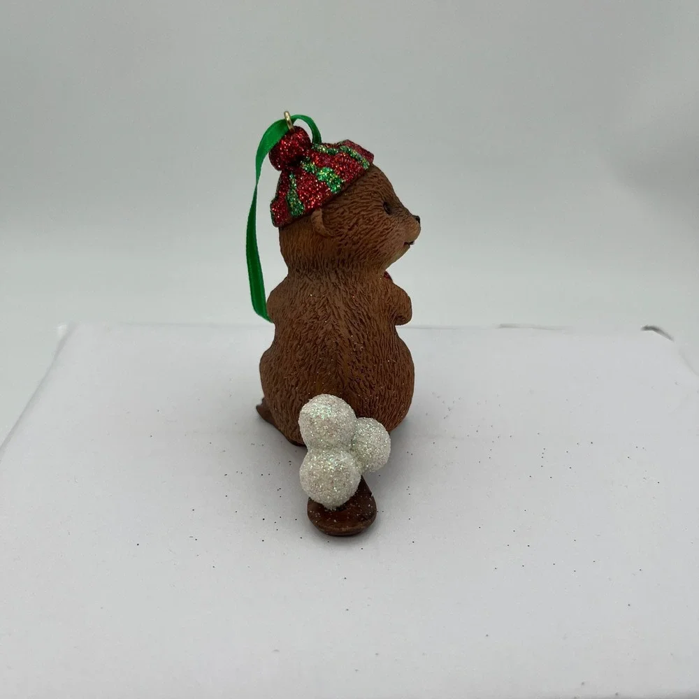 Danbury Mint Ornament Brown Beaver Glitter Snowball Christmas Holiday Decor